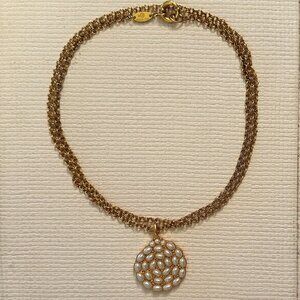 NWOT 24 Carat Gold Plate and Pearl Mykonos Pendant by Julie Vos